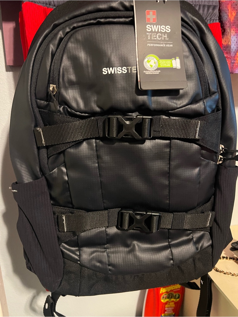Swiss Tech Black Travel Backpack with Secure Strap System